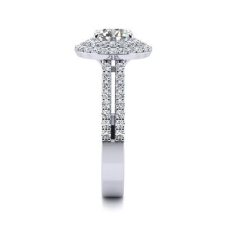 1 1/2 Carat Double Halo Round Diamond Engagement Ring in 14K White Gold