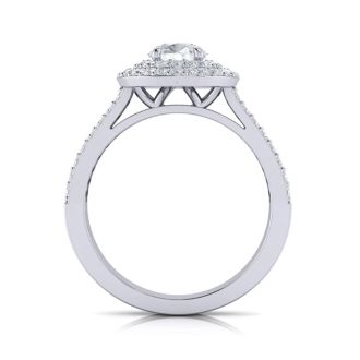 1 1/2 Carat Double Halo Round Diamond Engagement Ring in 14K White Gold