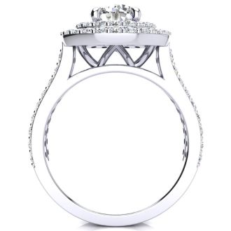 2 Carat Double Halo Round Diamond Engagement Ring in 14K White Gold