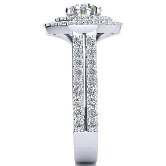2 Carat Double Halo Round Diamond Engagement Ring in 14K White Gold