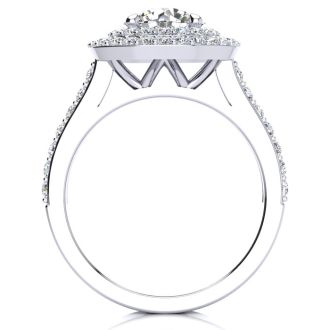 2 1/2 Carat Double Halo Round Diamond Engagement Ring in 14K White Gold

