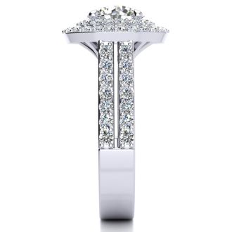 2 1/2 Carat Double Halo Round Diamond Engagement Ring in 14K White Gold

