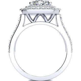 2 1/2 Carat Double Halo Diamond Engagement Ring in 14k White Gold