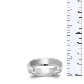 5mm Beveled Band with Brushed Top  in Solid White Gold