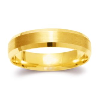 5mm Beveled Band with Brushed Top  in Solid Yellow Gold