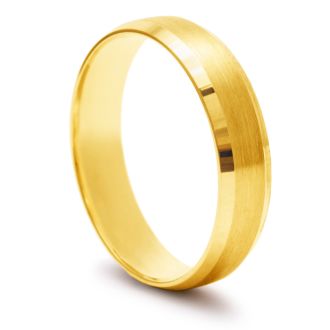 5mm Beveled Band with Brushed Top  in Solid Yellow Gold
