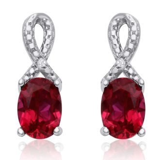 1 1/2 Carat Ruby and Diamond Ribbon Stud Earrings