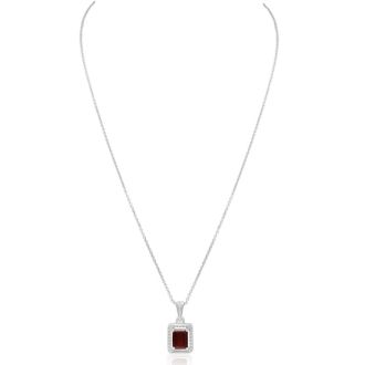 1 3/4ct Garnet and Diamond Halo Necklace
