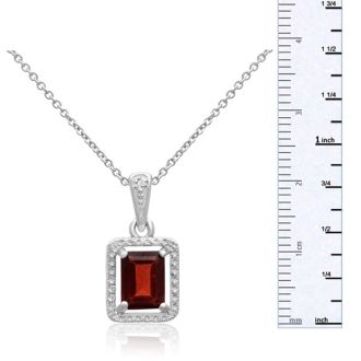1 3/4ct Garnet and Diamond Halo Necklace
