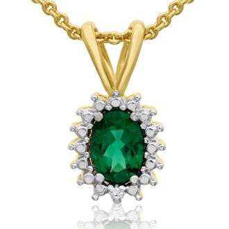 Emerald Necklace | May Birthstone | 3/4ct Created Emerald and Diamond ...