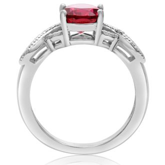 2 1/2 Carat Oval Shape Ruby and Diamond Infinity Ring. Beautiful Deep Red Ruby In A Solid Mounting!