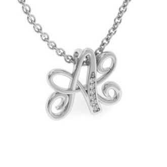 Letter A Diamond Initial Necklace In White Gold With 6 Diamonds