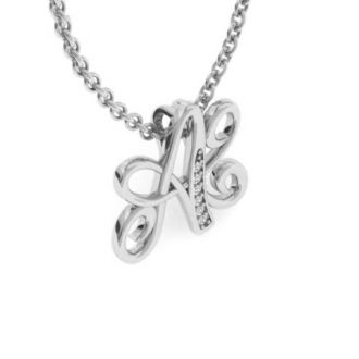 Letter A Diamond Initial Necklace In White Gold With 6 Diamonds