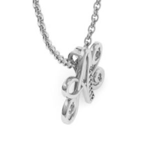 Letter A Diamond Initial Necklace In White Gold With 6 Diamonds