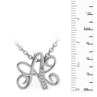 Letter A Diamond Initial Necklace In White Gold With 6 Diamonds