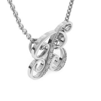Letter B Diamond Initial Necklace In White Gold With 6 Diamonds