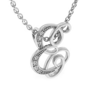 Letter E Diamond Initial Necklace In White Gold With 6 Diamonds