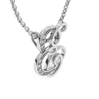 Letter E Diamond Initial Necklace In White Gold With 6 Diamonds