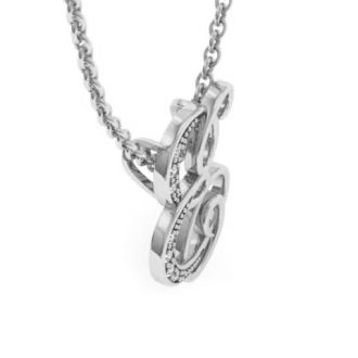 Letter E Diamond Initial Necklace In White Gold With 6 Diamonds