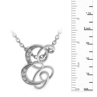 Letter E Diamond Initial Necklace In White Gold With 6 Diamonds