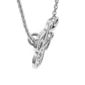 Letter F Diamond Initial Necklace In White Gold With 6 Diamonds