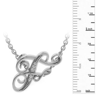 Letter F Diamond Initial Necklace In White Gold With 6 Diamonds