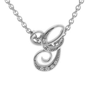 Letter G Diamond Initial Necklace In White Gold With 6 Diamonds
