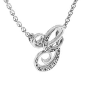 Letter G Diamond Initial Necklace In White Gold With 6 Diamonds
