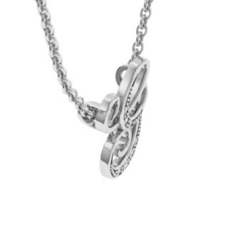Letter G Diamond Initial Necklace In White Gold With 6 Diamonds