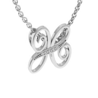 Letter H Diamond Initial Necklace In White Gold With 6 Diamonds