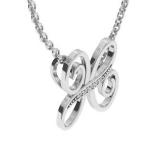 Letter H Diamond Initial Necklace In White Gold With 6 Diamonds