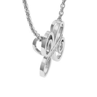 Letter H Diamond Initial Necklace In White Gold With 6 Diamonds