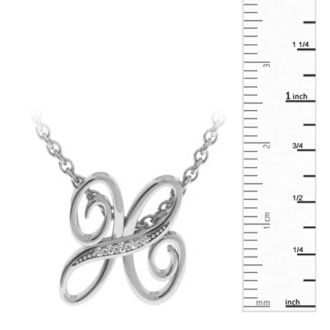 Letter H Diamond Initial Necklace In White Gold With 6 Diamonds