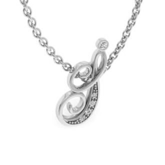 Letter I Diamond Initial Necklace In White Gold With 6 Diamonds