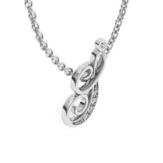 Letter I Diamond Initial Necklace In White Gold With 6 Diamonds
