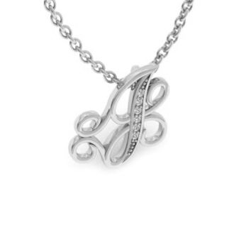 Letter J Diamond Initial Necklace In White Gold With 6 Diamonds
