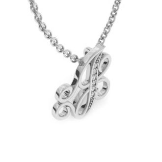Letter J Diamond Initial Necklace In White Gold With 6 Diamonds