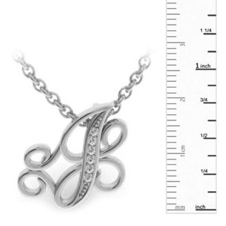 Letter J Diamond Initial Necklace In White Gold With 6 Diamonds