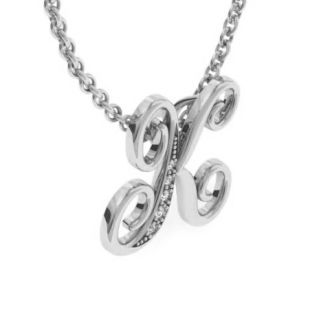 Letter K Diamond Initial Necklace In White Gold With 6 Diamonds