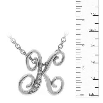 Letter K Diamond Initial Necklace In White Gold With 6 Diamonds