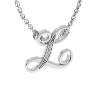 Letter L Diamond Initial Necklace In White Gold With 6 Diamonds