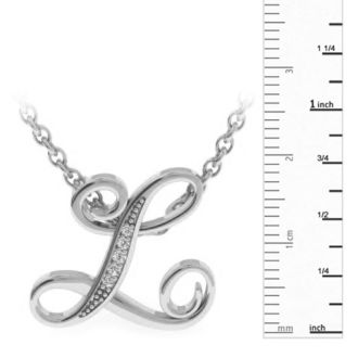 Letter L Diamond Initial Necklace In White Gold With 6 Diamonds