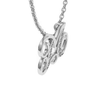 Letter M Diamond Initial Necklace In White Gold With 6 Diamonds