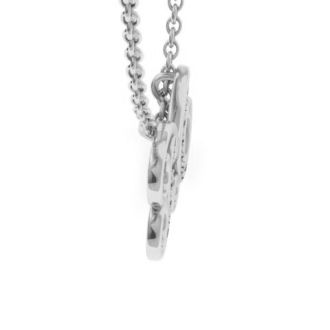 Letter M Diamond Initial Necklace In White Gold With 6 Diamonds