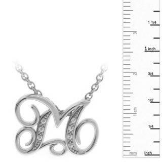 Letter M Diamond Initial Necklace In White Gold With 6 Diamonds
