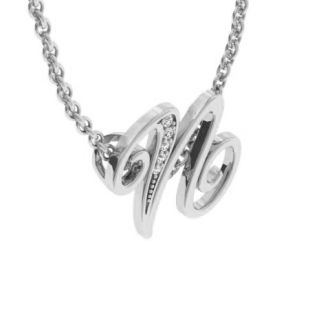 Letter N Diamond Initial Necklace In White Gold With 6 Diamonds