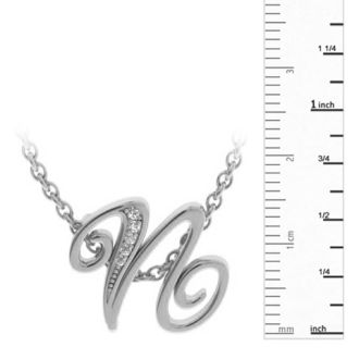 Letter N Diamond Initial Necklace In White Gold With 6 Diamonds