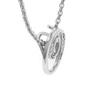 Letter O Diamond Initial Necklace In White Gold With 6 Diamonds