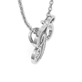 Letter P Diamond Initial Necklace In White Gold With 6 Diamonds