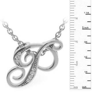 Letter P Diamond Initial Necklace In White Gold With 6 Diamonds